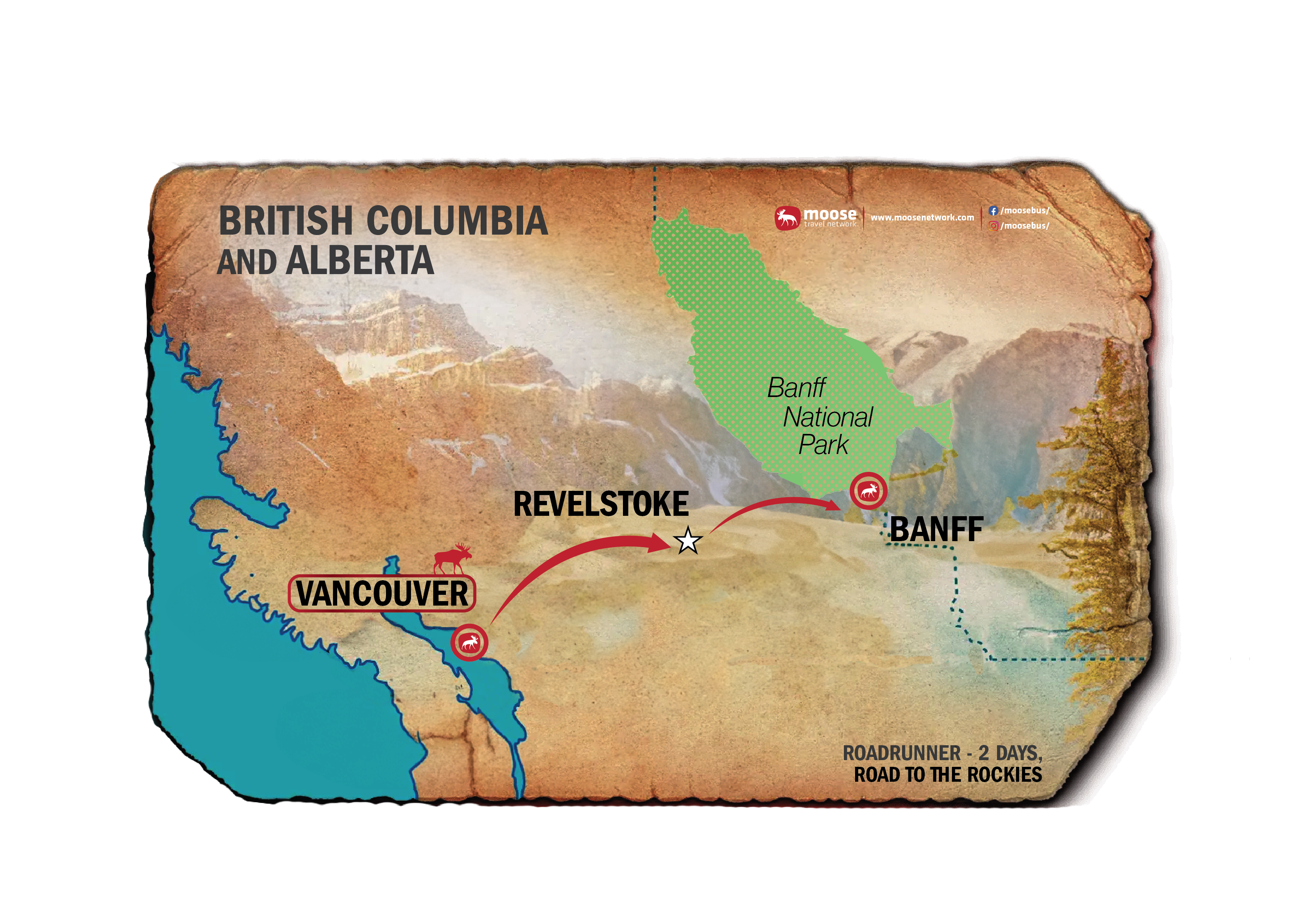 Moose Travel Network Map of Roadrunner Tour